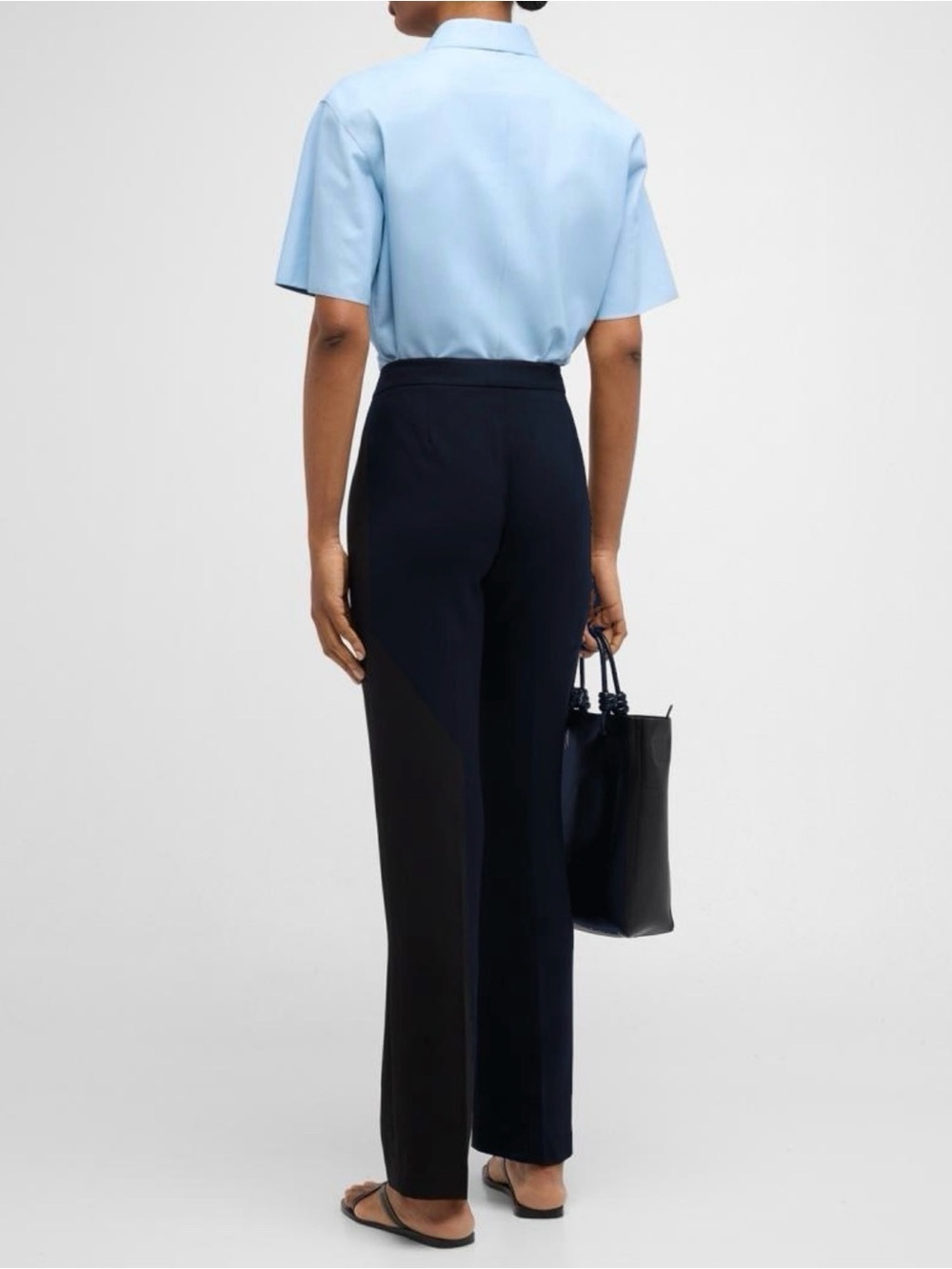 Lafayette 148 New York Barrow FinesseCrepe Pants Straight Leg Navy Size 2 - Picture 2 of 8